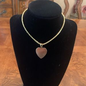 Gold plated ladies choker chain heart necklace
